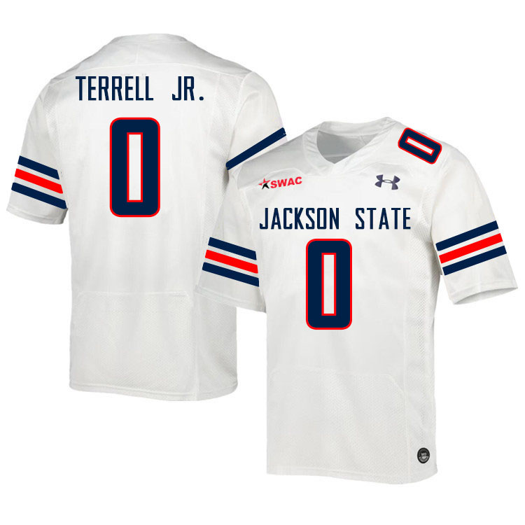 Jackson State Tigers #0 Travis Terrell Jr. College Football Jerseys,Uniforms-White